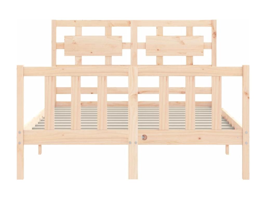 Bed frame with solid wood double headboard