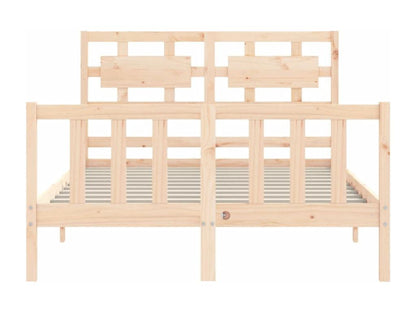 Bed frame with solid wood double headboard