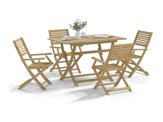 5-piece garden dining set, solid Doucezen wood