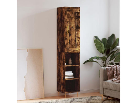 Tall sideboard in smoked oak, 34.5x34x180 cm, engineered wood