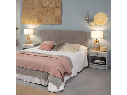 Homzora - Bedside Table with 1 Drawer and 1 Niche, Wood and Grey