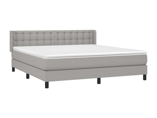 Upholstered bed base with mattress, light grey, 180x200cm, fabric