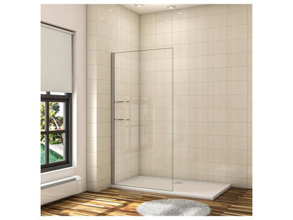 Walk-in shower enclosure 80x190cm in 8mm anti-limescale glass with 2 tempered glass shelves