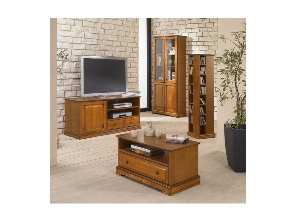 Homzora 60-inch Cherry Wood TV Stand with 4 Shelves (W 134.9 cm, H 58.7 cm, D 46.5 cm)