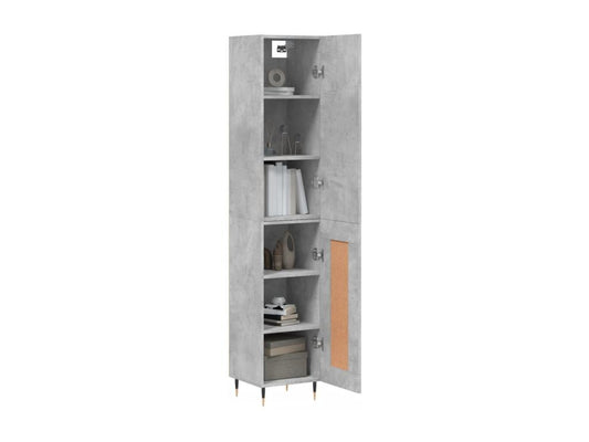 High sideboard, concrete grey, 34.5x34x180 cm, engineered wood