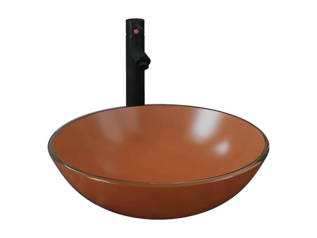 Bathroom sink with glass, 6.4x6.4x9.1 cm, 02 0002860