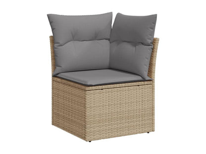 Garden furniture set with 10 beige resin wicker cushions