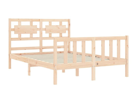 Bed frame with solid wood double headboard