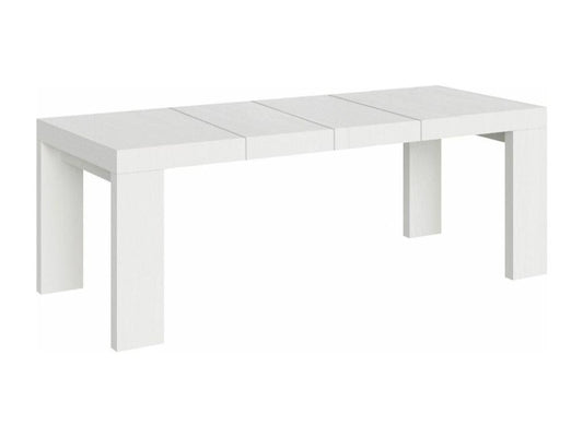 Doucezen extendable wooden dining table - White - 4-leg base - 2 thick extensions - Extendable width 160 to 264cm
