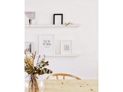 Floating shelf in white pine wood 50x7cm - Homzora