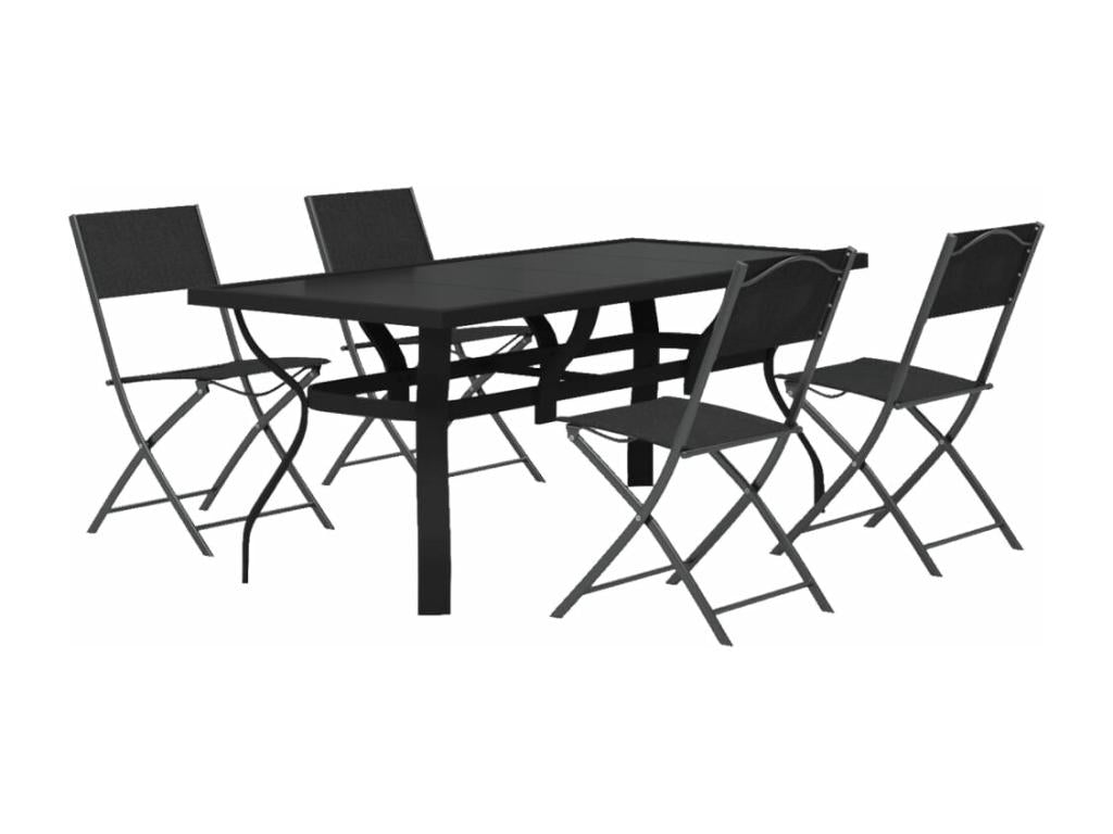 5-piece garden dining set, grey and black