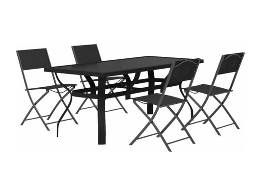 5-piece garden dining set, grey and black
