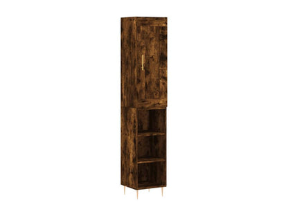 Tall sideboard in smoked oak, 34.5x34x180 cm, engineered wood