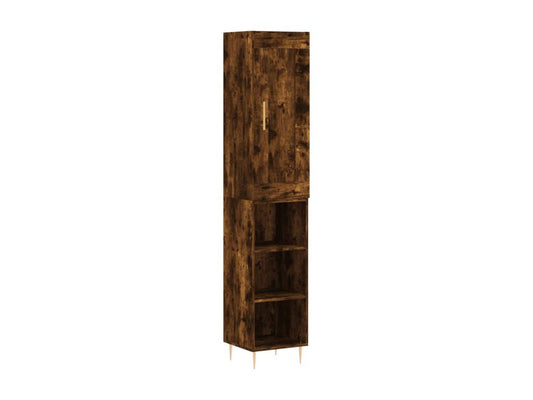 Tall sideboard in smoked oak, 34.5x34x180 cm, engineered wood