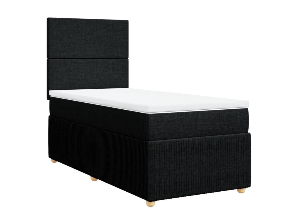 Homzora bed base with black 90x200 cm mattress, fabric