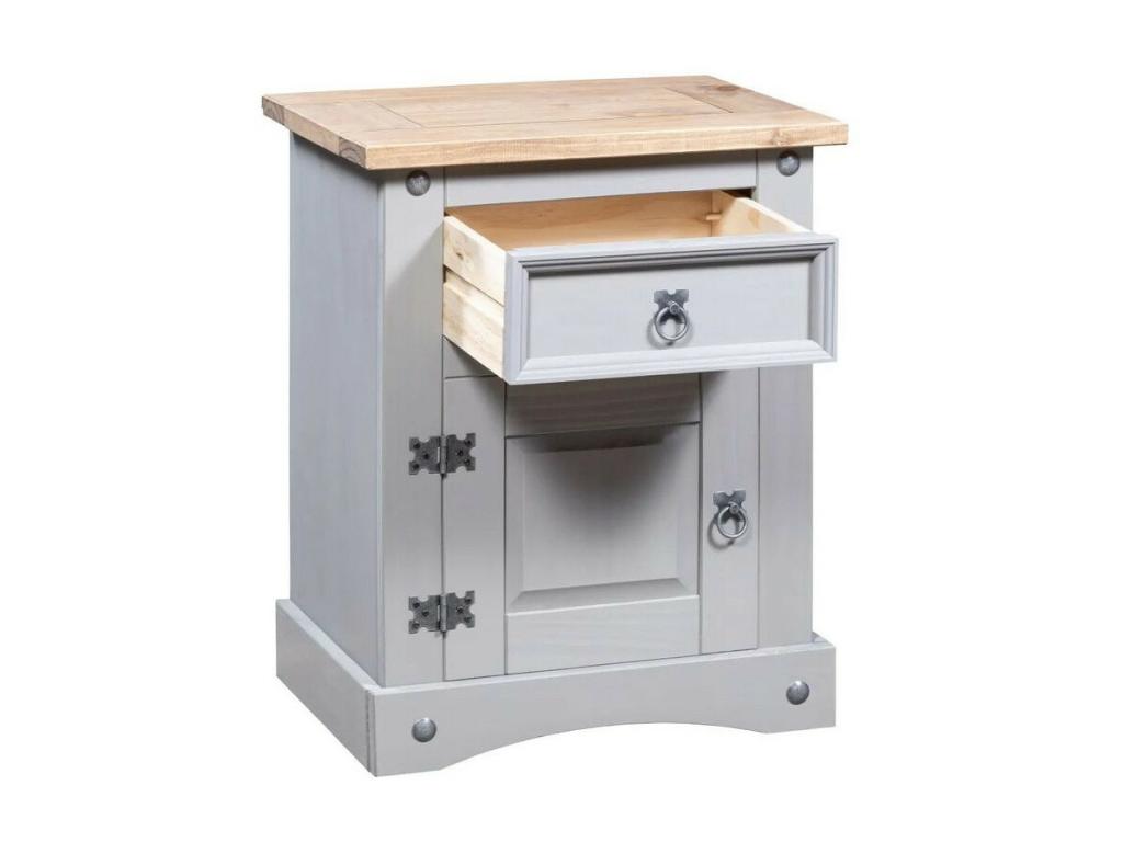 Doucezen dark and grey solid pine bedside table