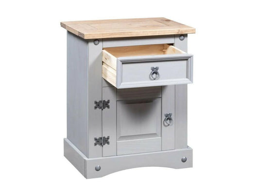 Doucezen dark and grey solid pine bedside table