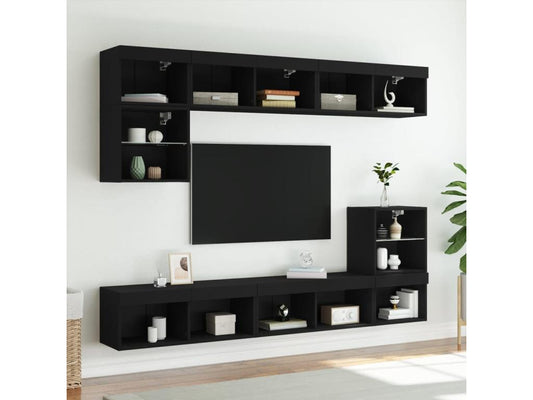 TV stand with Doucezenères LED lights, black, 80x30x30 cm