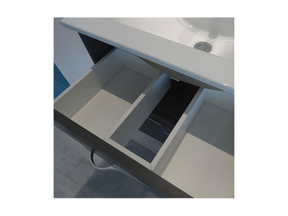 Doucezen wall-hung bathroom vanity unit with 2 drawers, 60 cm, and column mirror - Doucezen