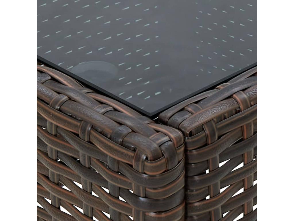 Brown garden table, 40x40x45 cm, woven resin