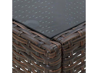 Brown garden table, 40x40x45 cm, woven resin