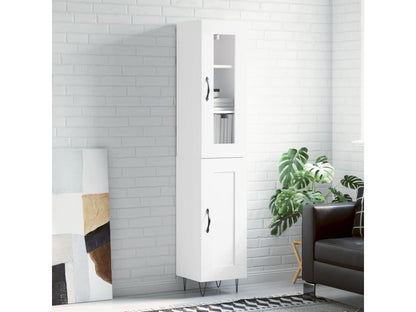 High-gloss white sideboard, 34.5x34x180 cm, engineered wood