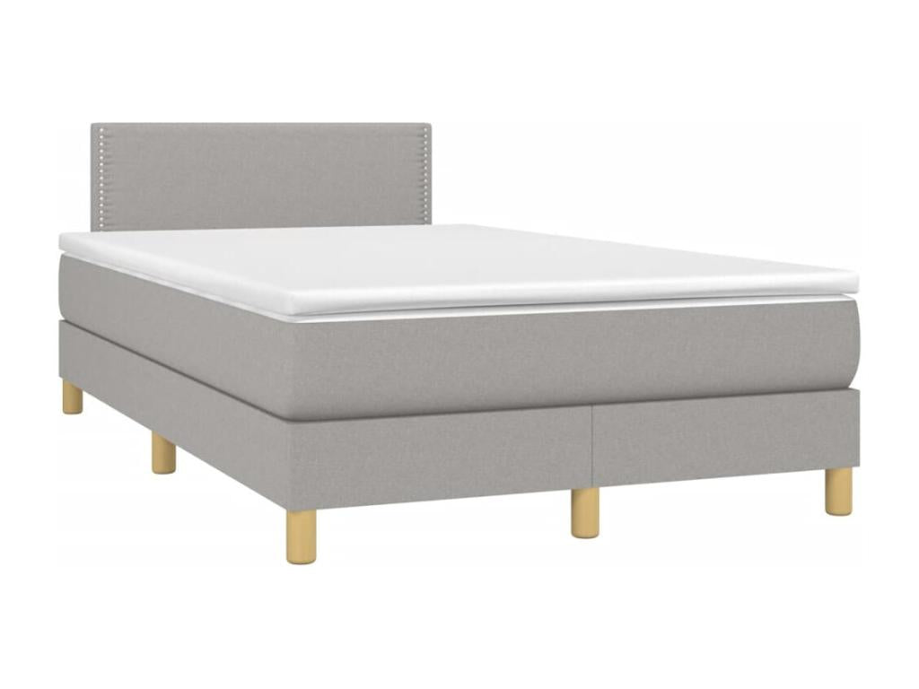 Homzora bed base and light grey mattress 120x190 cm fabric