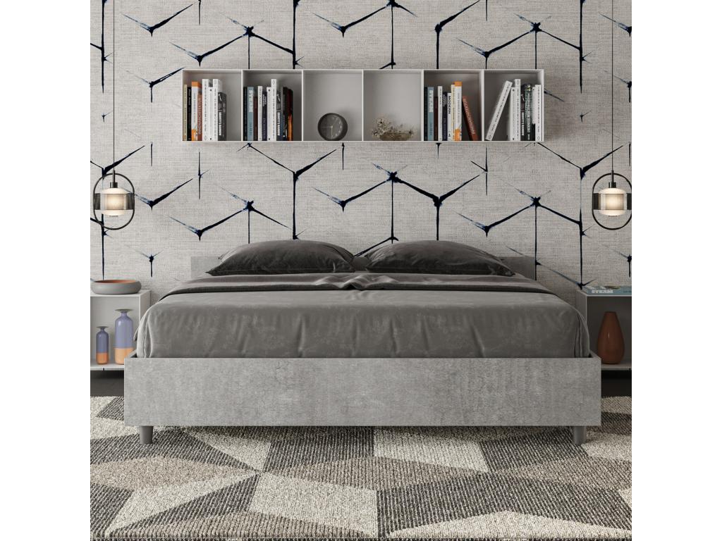Doucezen 160x190 Concrete Grey Bed with Slatted Base