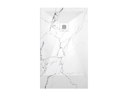 Homzora 3D White Marble Shower Tray with Smooth Finish and Color Grid - 120x80 cm