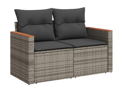 4-piece garden furniture set with grey resin wicker cushions