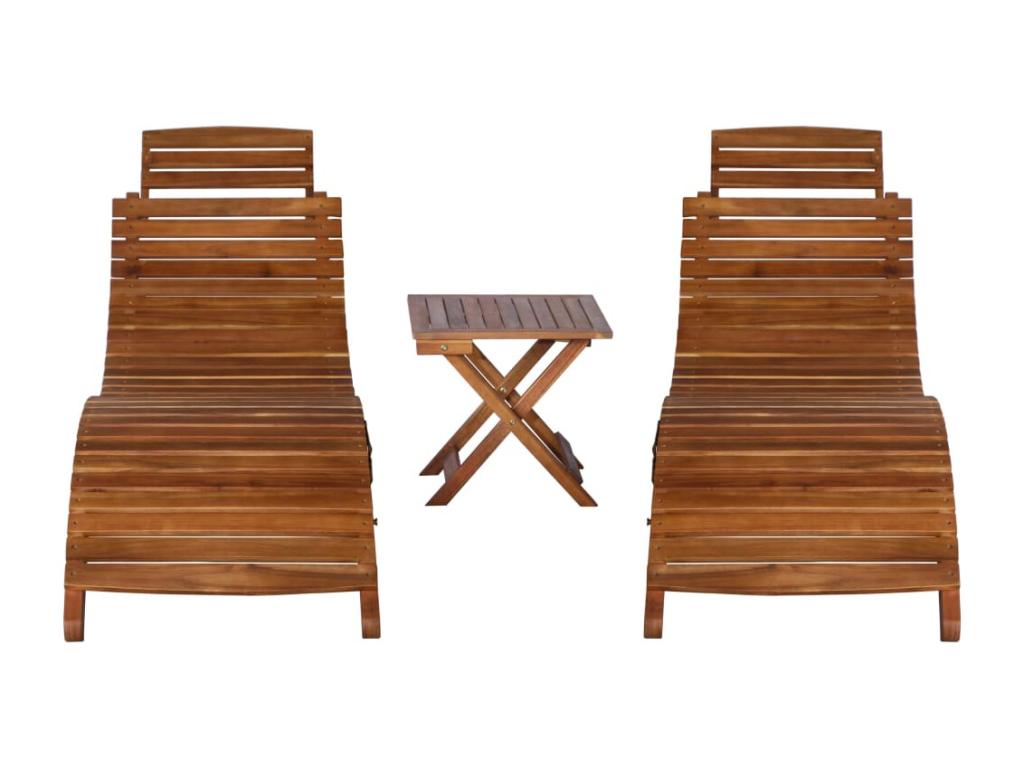 Brown wooden sun lounger/deckchair 184x55x64 cm 02 0012693