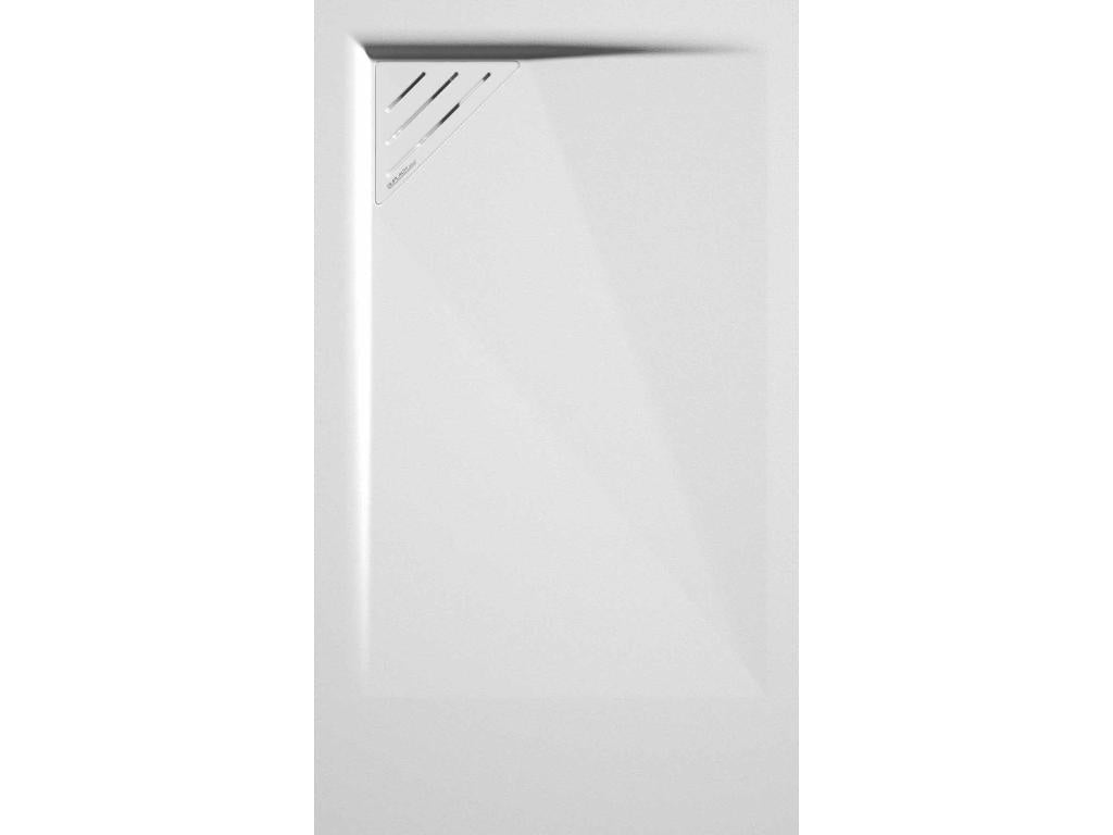 White shower tray with smooth finish, Meublita colored grate - 150x70 cm