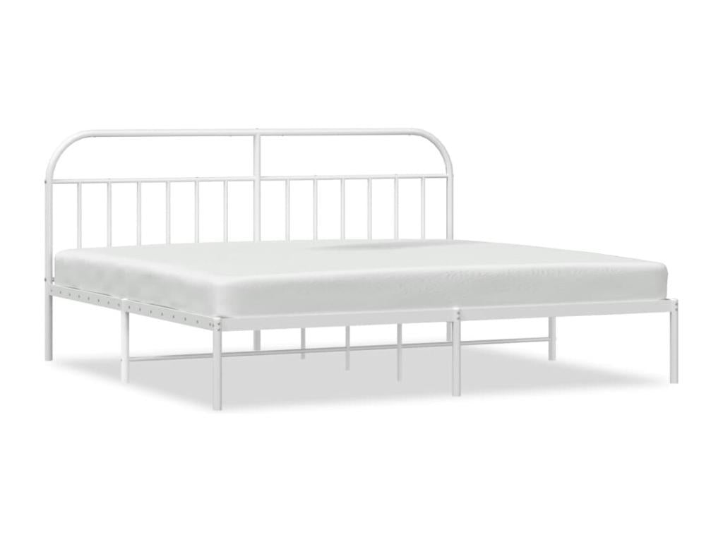 Metal bed frame with white headboard, 193x203 cm