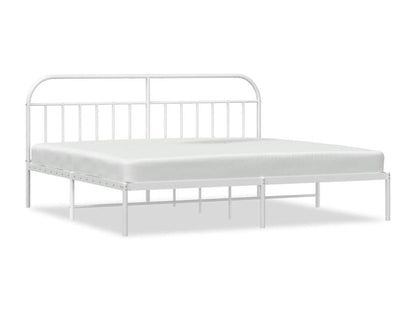 Metal bed frame with white headboard, 193x203 cm