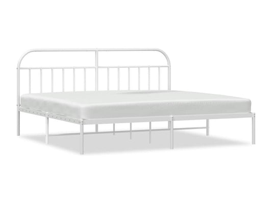 Metal bed frame with white headboard, 193x203 cm