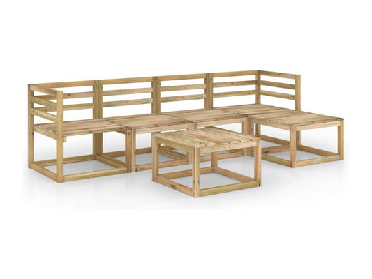 6-piece garden furniture set made of green impregnated pine wood