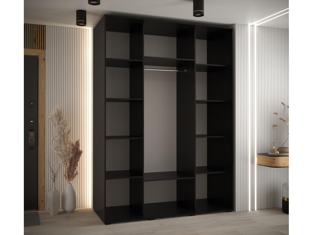 Homzora 3-Door Sliding Wardrobe 235.2/170/60 cm, Black/White/Black