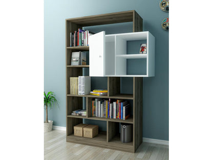 Homzora 93 cm bookcase, white and walnut
