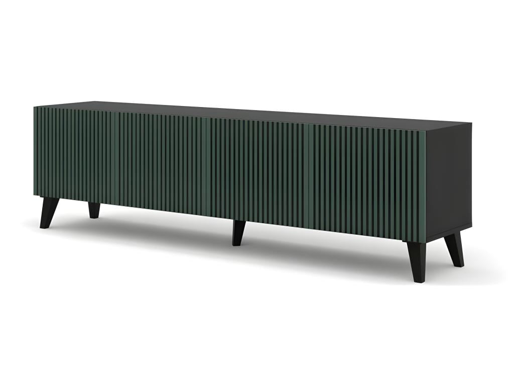 TV stand/Hi-Fi cabinet on legs, Black/Dark Green, 200x42x56cm, RAVI F PEINT, Black legs