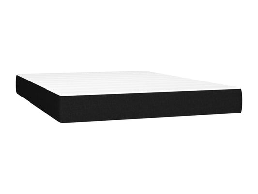 Upholstered bed base with mattress, black, 140x200 cm, fabric
