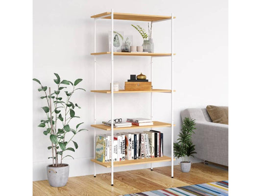 5-tier shelf, white and oak, 80x40x163