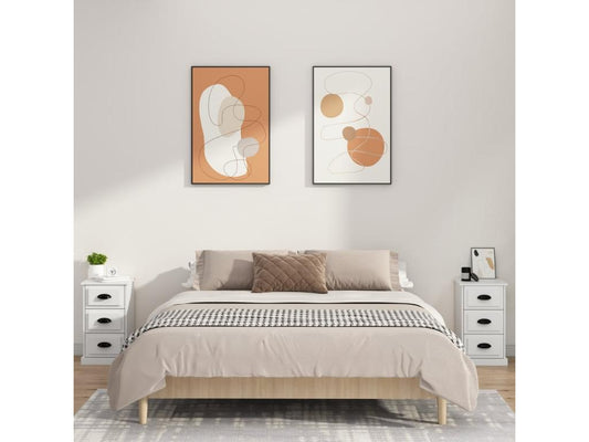 White bedside table 39x39x67 cm engineered wood