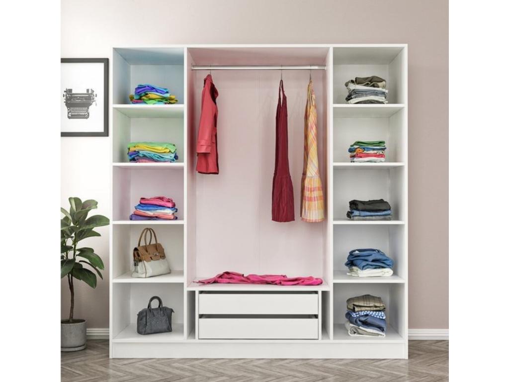 Homzora white wardrobe 180x52x190 cm