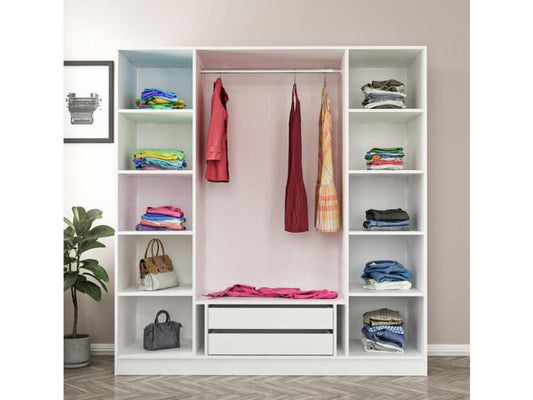 Homzora white wardrobe 180x52x190 cm