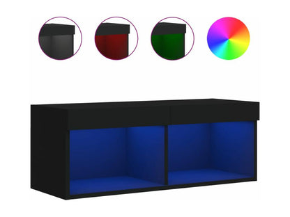 TV stand with Doucezenères LED lights, black, 80x30x30 cm