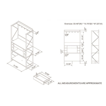 DH BASIC Industrial Reclaimed Oak 67-inch Metal 6-Wine Slots Baker's Rack by Denhour