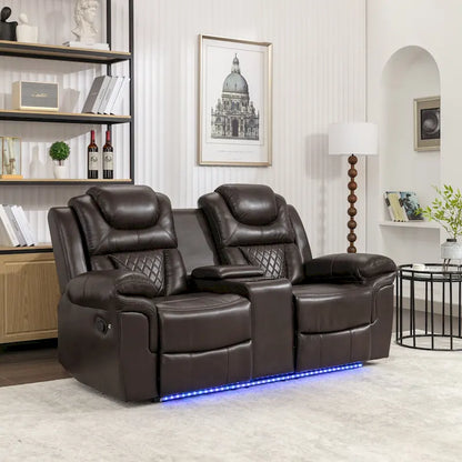 Home Theater Seating Manual Recliner Loveseat with Hide-Away Storage