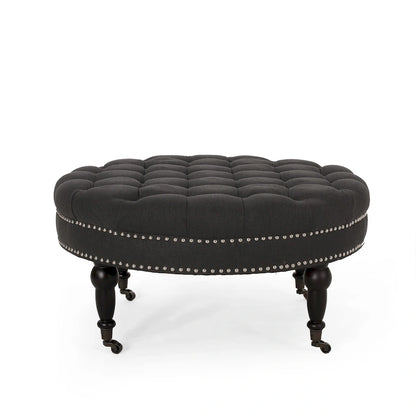 Cimarron Contemporary Round Ottoman with Rolling Casters by Christopher Knight Home