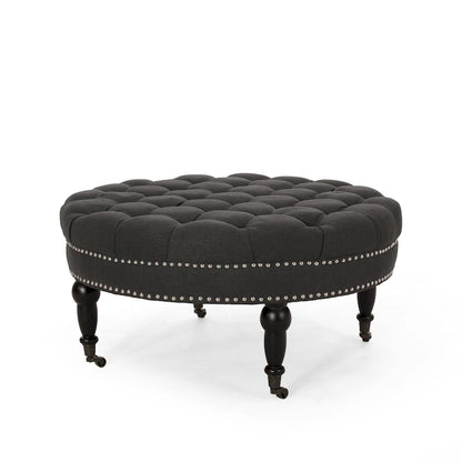 Cimarron Contemporary Round Ottoman with Rolling Casters by Christopher Knight Home