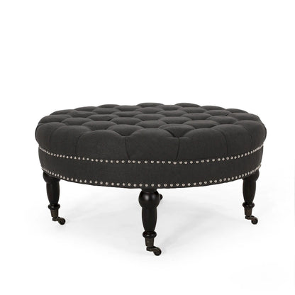 Cimarron Contemporary Round Ottoman with Rolling Casters by Christopher Knight Home